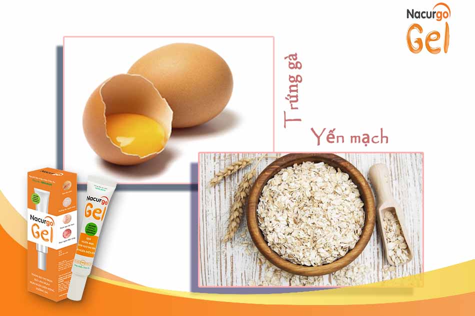 Trứng gà kết hợp với bột yến mạch được sử dụng thường xuyên trị thâm mụn cấp tốc
